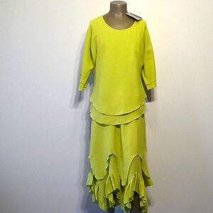 Chic 2pc Lime Green Layered skirt set by PEGASUS